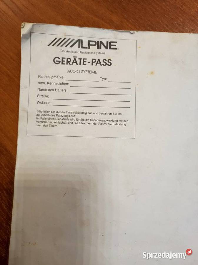 Oryginalna instrukcja obsługi radia ALPINE Książki i Podręczniki