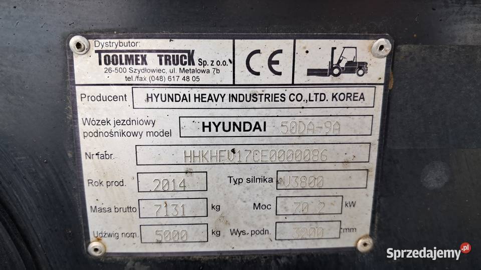Wózek widłowy Hyundai 50DA9A 5 Ton Silnik Kubota Bielsko-Biała sprzedam