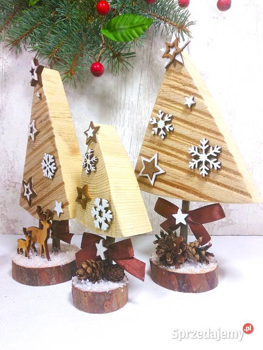 Choinki dekoracyjne w naturalnym kolorze drewna Wrocław