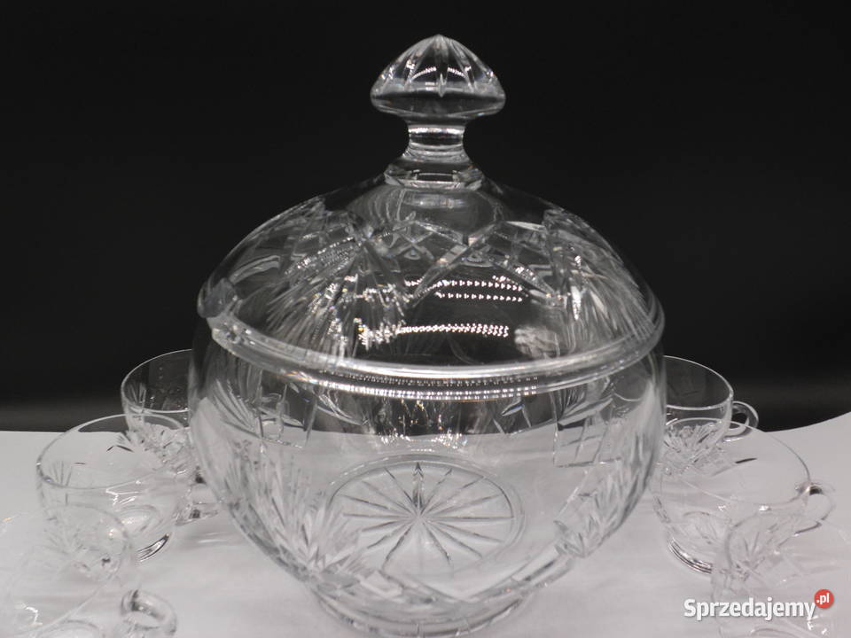 Kryształowa Bola Waza do Ponczu Komplet 10 Porcelana i szkło Raszków