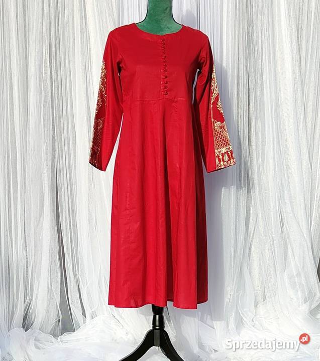 Orientalna tunika sukienka czerwona M 38 bawełna Rozmiar 38(M) zachodniopomorskie sprzedam