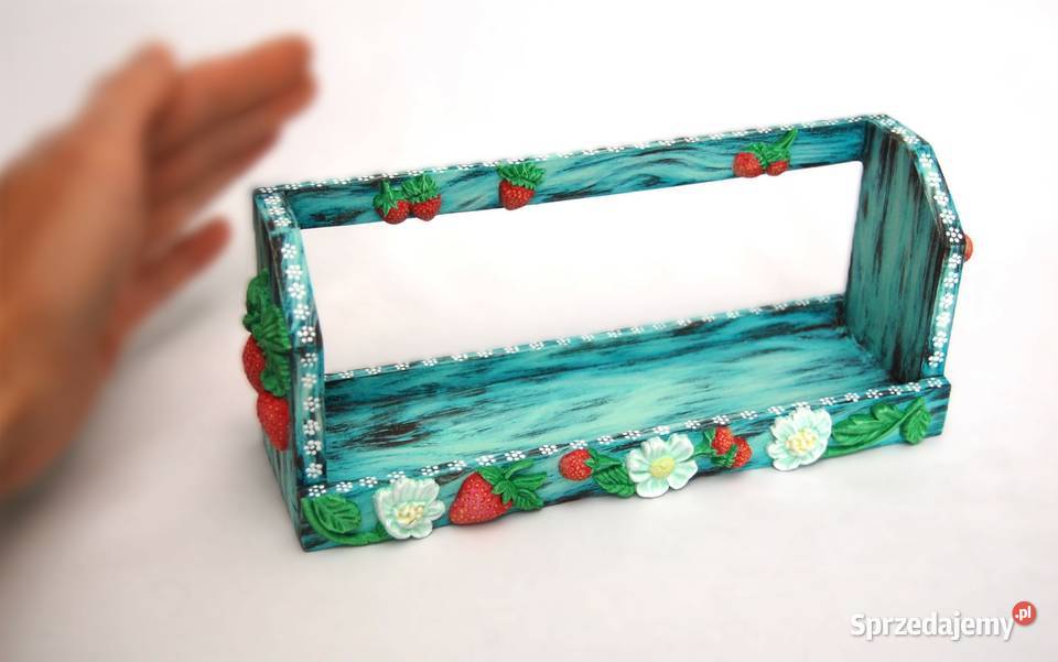 Drewniana półka na przyprawy ręcznie malowana Lublin