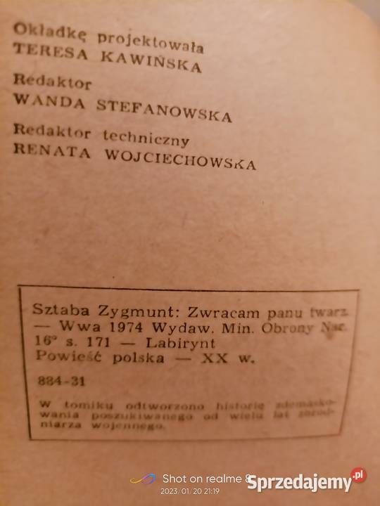 Sztaba książki Zwracam panu twarz kryminał Warszawa