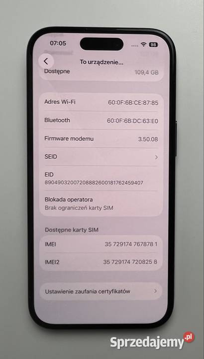 iPhone 15 128GB 88 kondycji 100 oryginalny Cmolas