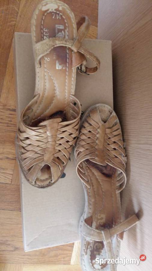 Sandałkisandały skórzane na koturnie skóra Łódź