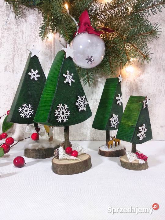Choinki z drewna świąteczna dekoracja zielony Wrocław