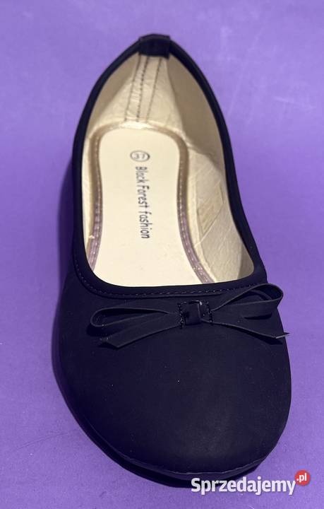 Czarne gładkie baleriny z kokardą rozmiar 38 skóra ekologiczna Żyrardów sprzedam