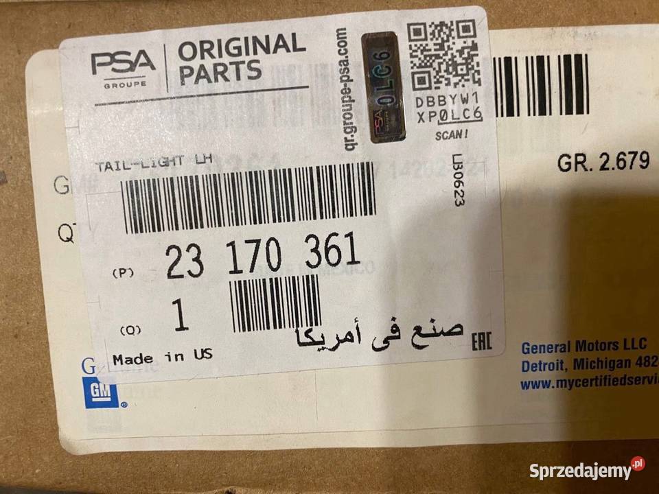 Lewa tylna lampa światło klapy bagażnika do Opel Bydgoszcz sprzedam