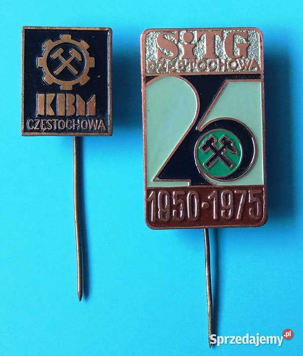 Medalplakieta 1976r i dwa piny z lat 70tych Częstochowa