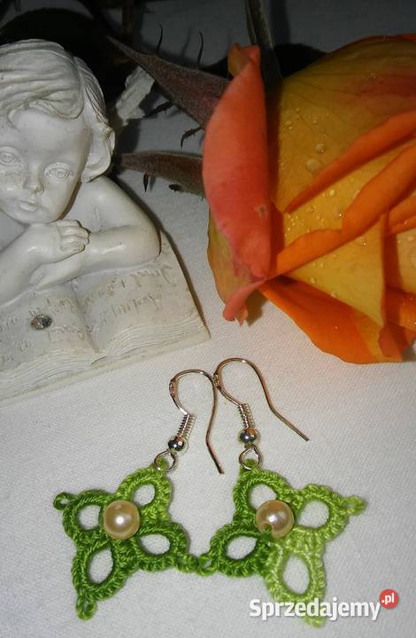 Kolczyki frywolitkowe Wiśniowa