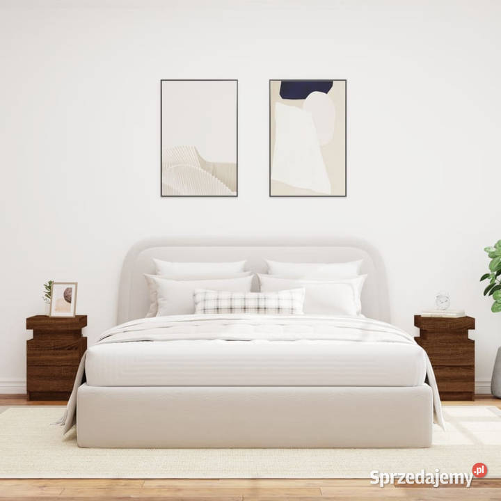 Szafki nocne z LED 2 brązowy dąb 35x39x55 Warszawa