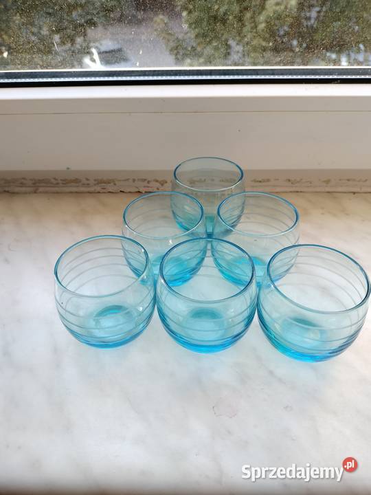 Mini szklaneczki turkusowe niebieski z prl