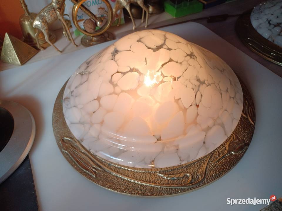 Plafon Lampa mosiądz szkło