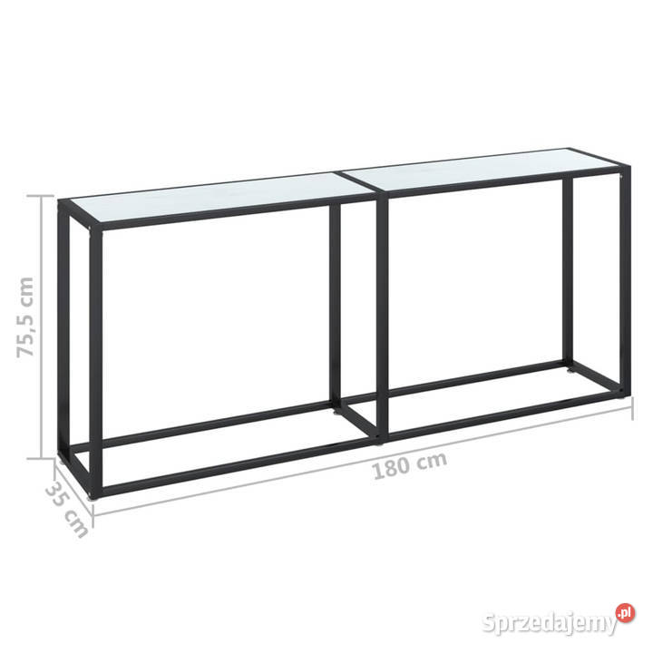 Konsola biały marmur 180x35x755 szkło hartowane Warszawa