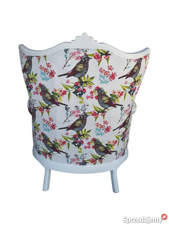 Ludwikowski stylowy fotel biały z cyrkoniami Łomża