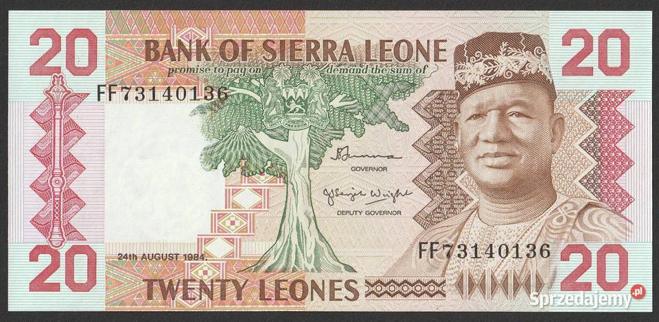 SIERRA LEONE 20 LEONE 1984 UNC Łódź