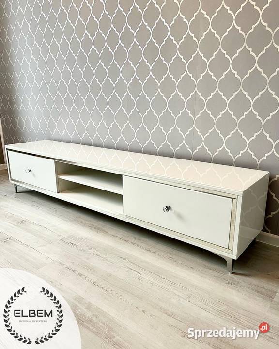 Szklana biała szafka RTV Glamour RTV Białystok