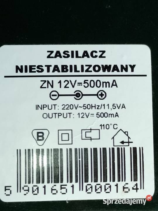 Zasilacz niestabilizowany 12V500mA Bogdanów