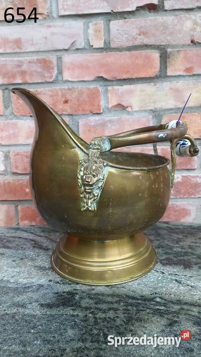 Pojemnik mosiężny z ceramiką Osłanka na doniczkę Gawroniec