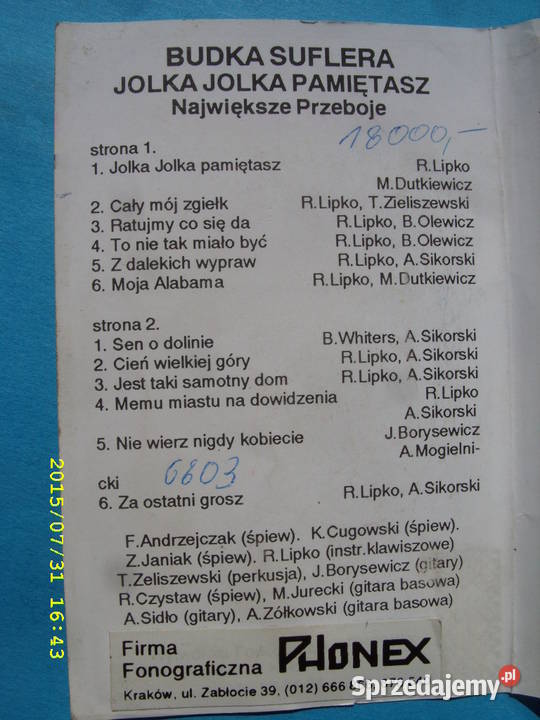 Rock kas BUDKA SUFLERA5 kaset Muzyka Wołów