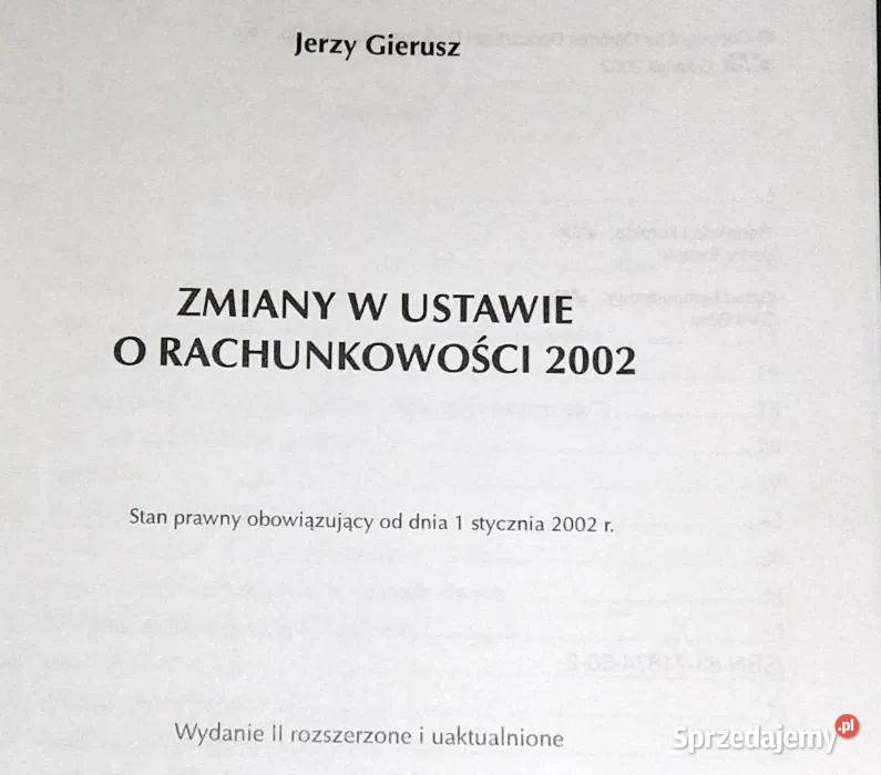 Zmiany w ustawie o rachunkowości 2002 Jerzy Rok wydania 2002 Chełm