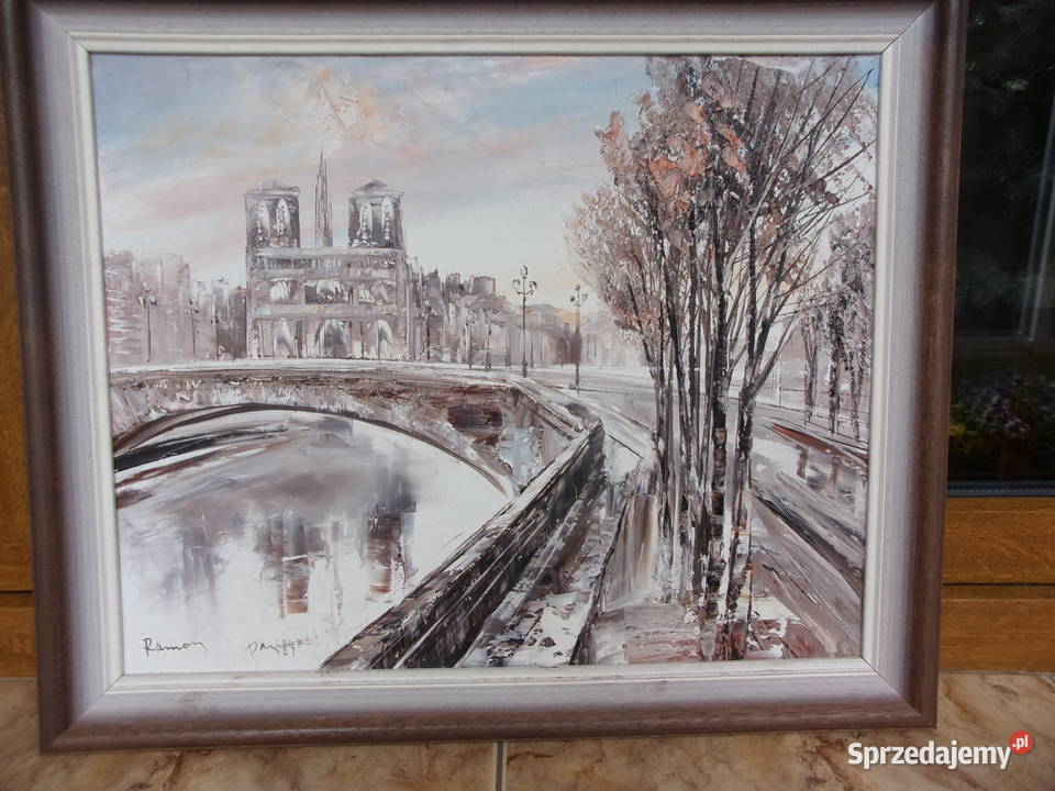 Katedra Notre Dame w Paryżu Jeśień obraz olejny Malarstwo Warszawa