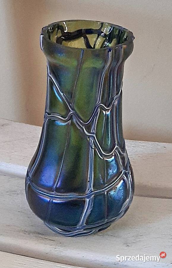 Wazon irizowane czeskie szkło Pallme Konig 1900 wielkopolskie