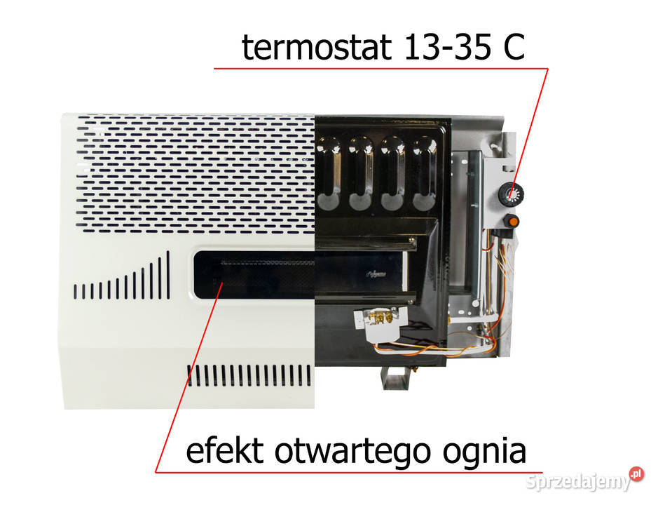Piecyk gazowy kominek gazowy 5kW z okienkiem Stąporków