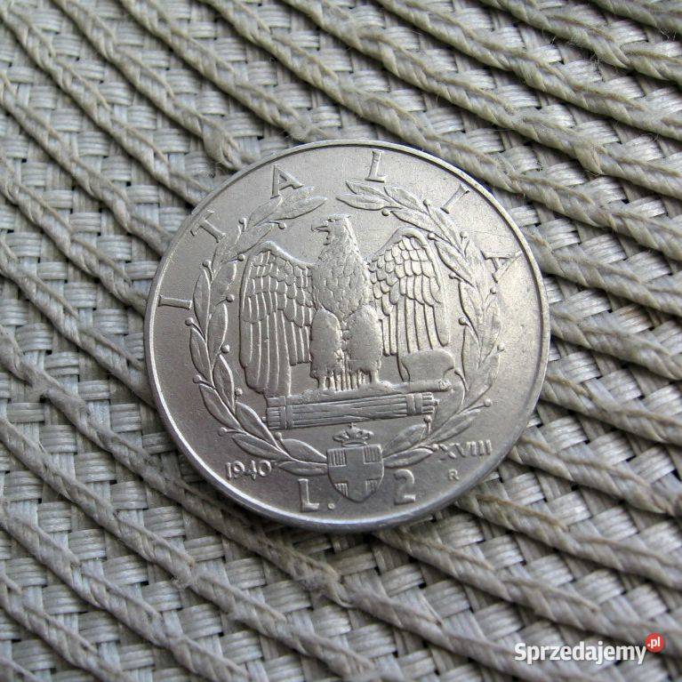 Włochy 2 Lira 1940r Magnetyczna Antyki, Sztuka, Kolekcje Kalisz
