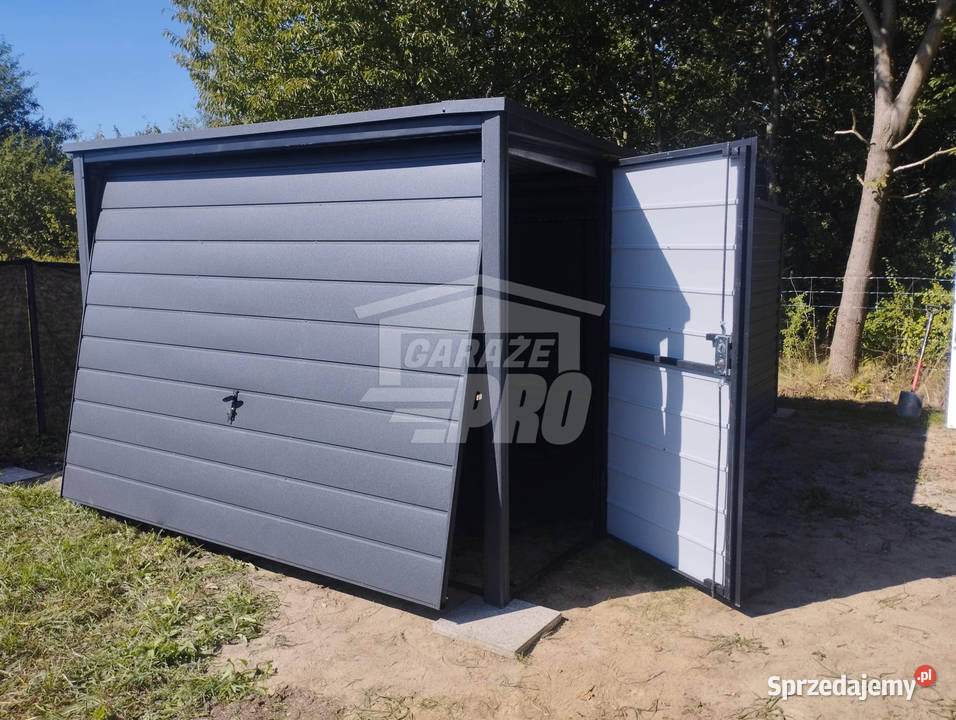Garaz blaszany 3x5 Brama drzwi Antracyt Spad w