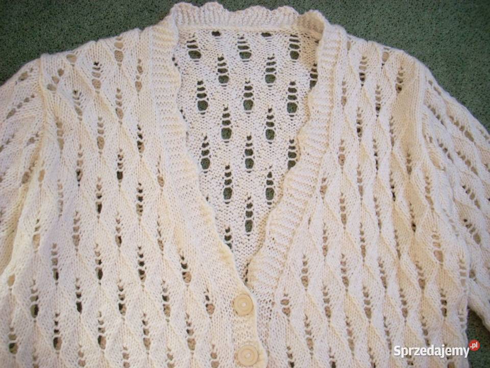Piękny Ciepły Sweter Robiony na drutach 46 48 Moda i Styl Nowy Sącz