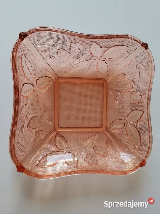 Stara różowa duża misa Poziomki Strawberry Porcelana i szkło Katowice