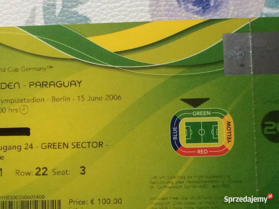 1173 Bilet Szwecja Paragwaj 2006 R Szczecin