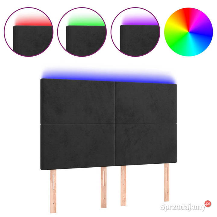 Zagłówek do łóżka z LED czarny 144x5x118128 Warszawa