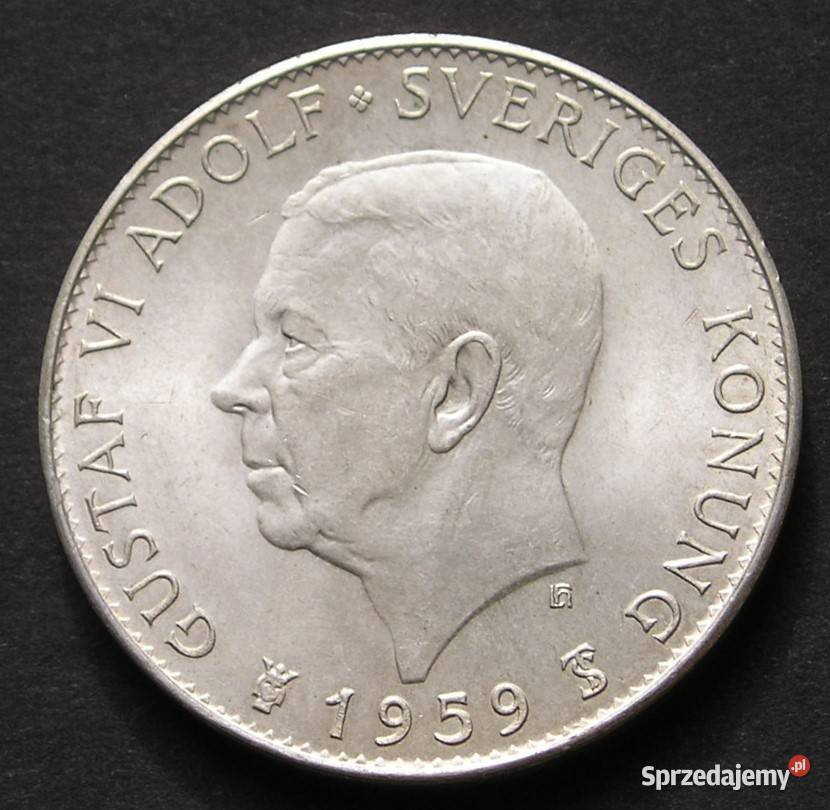 Szwecja 5 koron 1959 SREBRO stan 12 Łódź