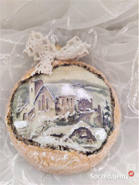 Bombka Decoupage Medalion śląskie Czarków