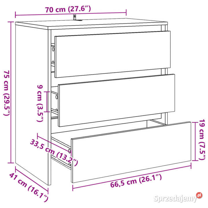 Szafka dąb artisan 70x41x75 materiał Pozostałe Warszawa