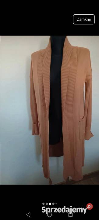 Kardigan brązowy sweter sweterek prążek jesień Rozmiar S Krosno