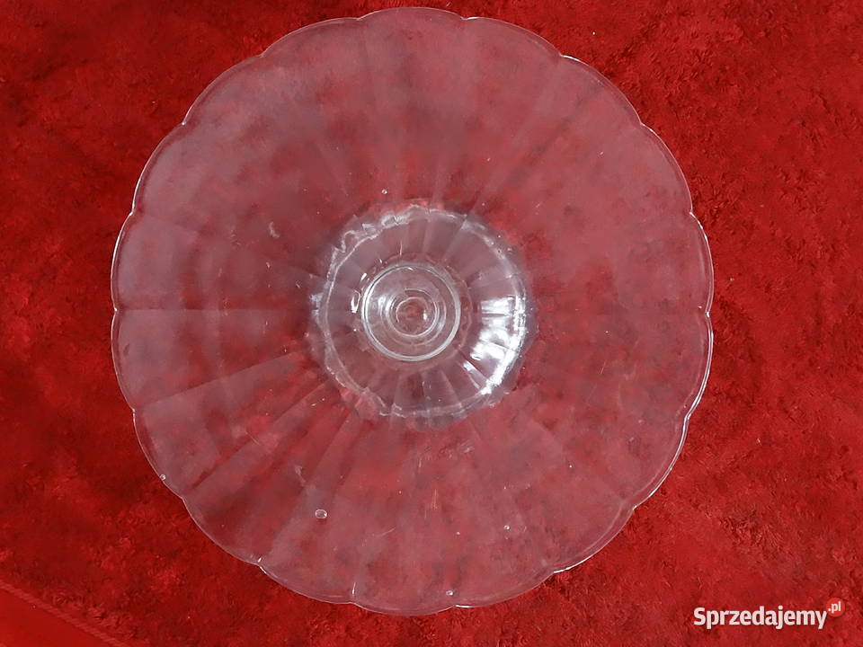 Szklana Patera na Ciasto Owoce Vintage lubelskie Biłgoraj