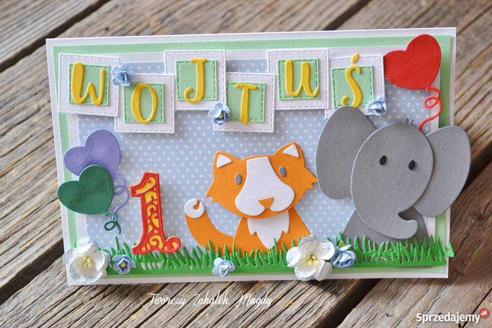 Kartka na Roczek ze zwierzątkami Słupsk