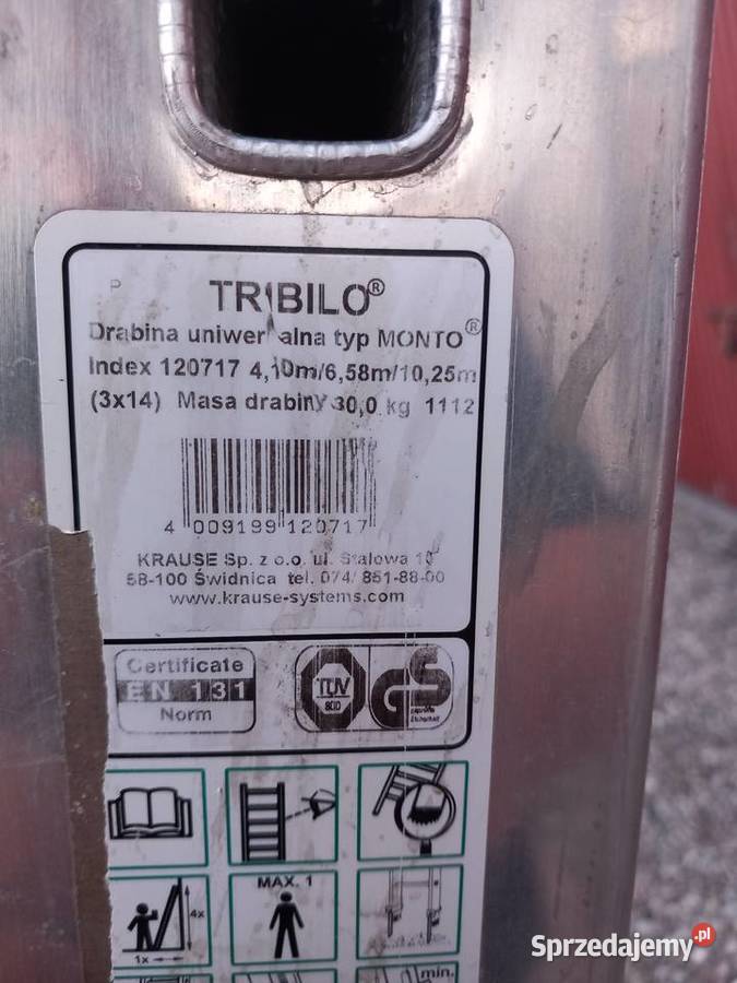 Drabina aluminiowa Krause 3x14 używana stan Wyszogród