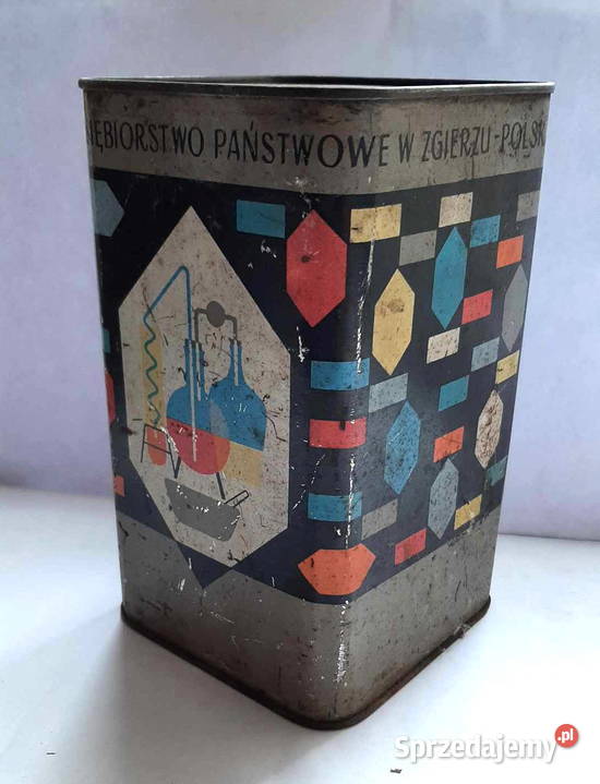 Zabytkowa metalowa puszka artykułów chemicznych Łódź sprzedam