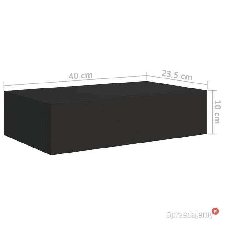 Półki ścienne z szufladą 2 czarne 40x235x10 MDF