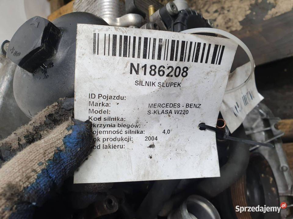 SILNIK SŁUPEK MERCEDES BENZ SKLASA W220 OM628960 Lipno