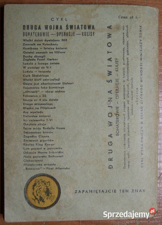 Żółty Tygrys Zemsta barona Grunlanda 1959 miękka lubelskie Parczew