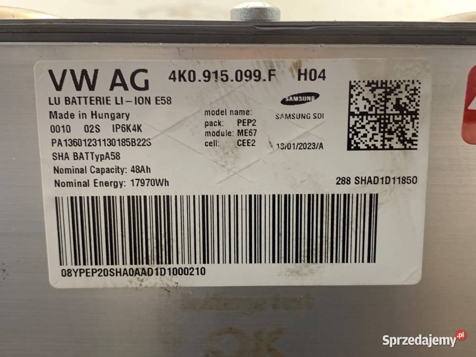 BATERIA HYBRYDA AUDI A7 C8 4K0915099F 20 265 osobowe