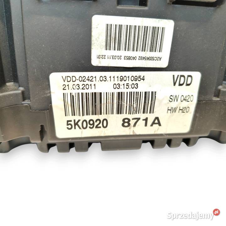 LICZNIK ZEGARY 5K0920871A VW Golf VI 16 20 TDI lubelskie Chełm