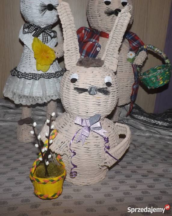 Zając papierowa wiklina inny kolor