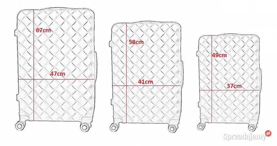 1406 Komplet 3 walizek XL L M CZARNE na kółkach