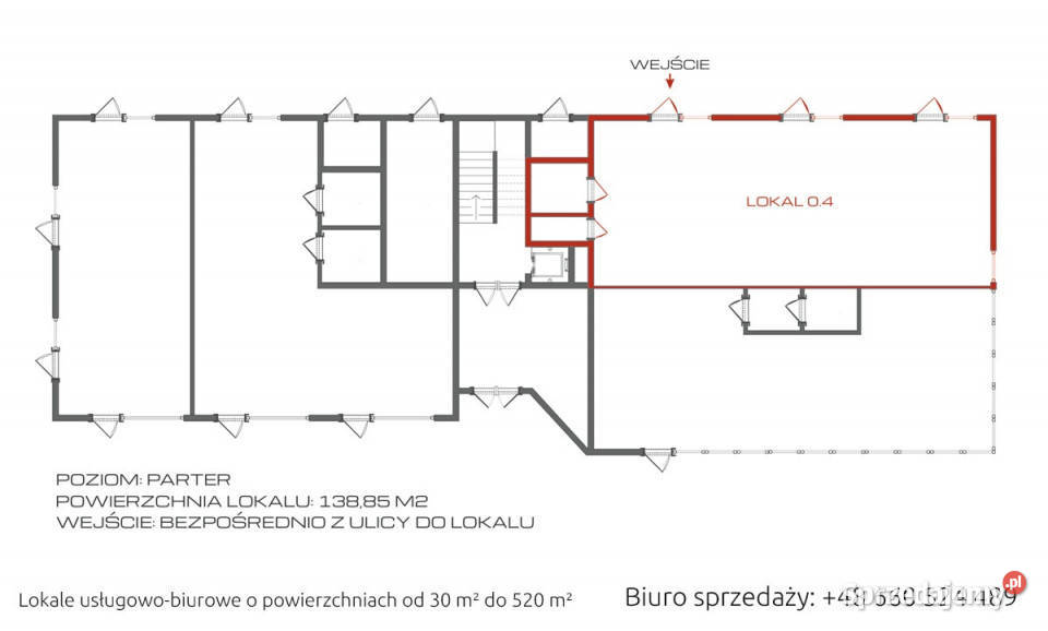 Lokal usługowobiurowy ostatni na parterze Kiełczów